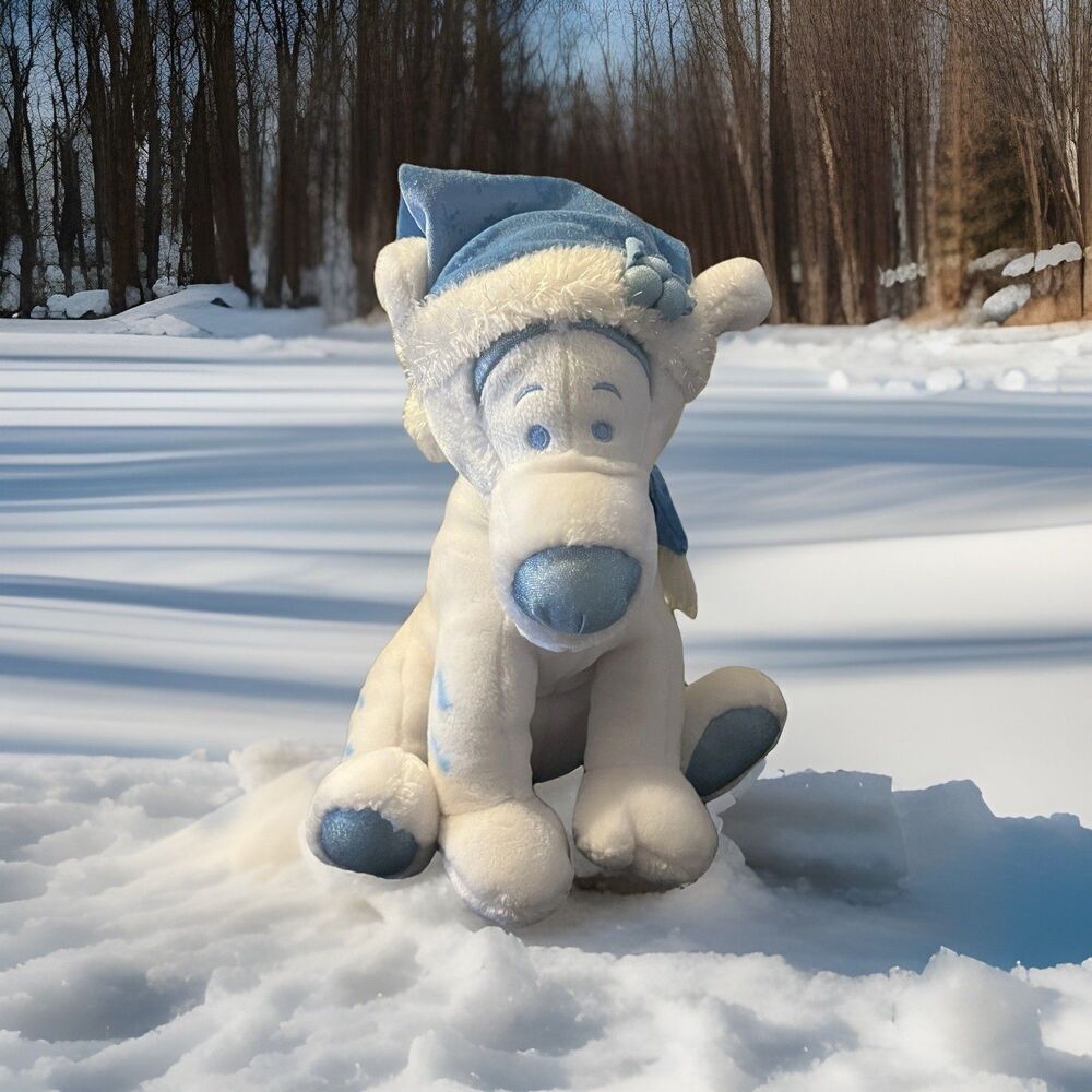 Disney Store Tigger Winter Snowflake White Blue Christmas Stuffed Plush 12"